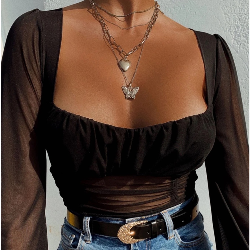 Miss Lola black mesh crop top